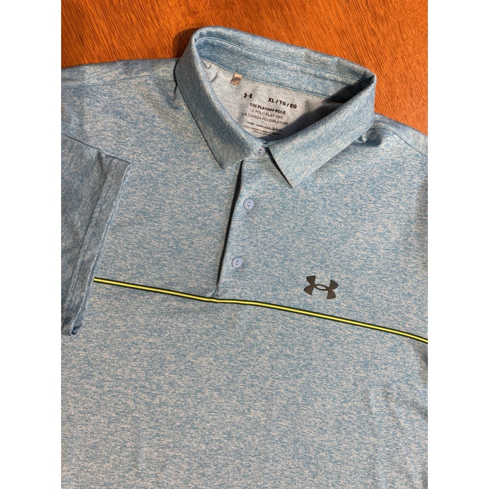 Under Armour Playoff Polo Men's XL Blue Heather Stripe Performance Golf